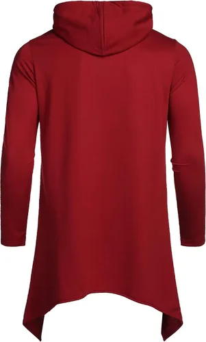 Miniatura 4 de COOFANDY - Sudadera larga con capucha para hombre, diseño hip hop tipo capa, de mezcla de algodón