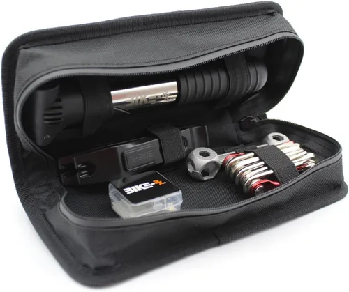 Miniatura 5 de Bike Rx - Kit de reparación de bicicletas, bolsa de herramientas multiherramienta 16 en 1, mini bomba de 120 PSI, palancas de neumáticos, parches