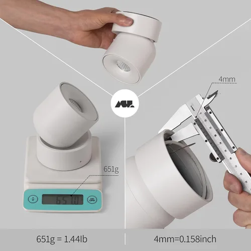 Miniatura 8 de Aisilan Luz LED de Techo Blanca para Interiores 9W Luminaria Montada en Superficie con Foco Giratorio de 360°, Regulable Blanco Cálido 3000K CRI 97+