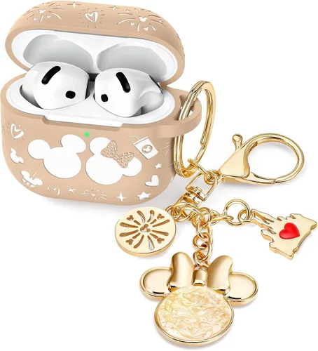 Miniatura 8 de Con bonito llavero) Girovo Compatible con AirPods Pro 3 Case (2025) Mujer Silicona Suave Dos Tonos Divertidos Dibujos Animados Grabados Portátil