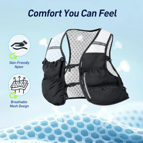 Miniatura 3 de AGPTEK Chaleco de hidratación para correr con bolsa de agua de 2 L para hombres y mujeres, chaleco ligero y ajustable para correr, caminar