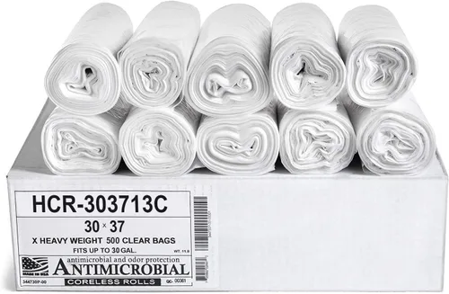 Miniatura 68 de Aluf Plastics Bolsas de basura de alta densidad, 10 galones, 1000 unidades, 6 micrones (eq), 24" x 24", transparentes, para baño, oficina