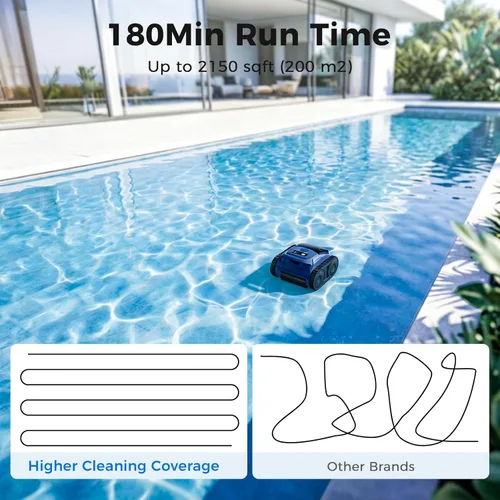 Miniatura 5 de Limpiador robótico inalámbrico para piscinas, aspiradora robótica automática para piscinas enterradas, limpieza de robot de piscina de spa de hasta