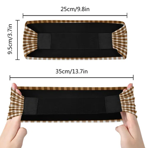 Miniatura 4 de Café Marrón Bronce Gingham banda elástica para el cabello para baloncesto baloncesto bandas elásticas para el cabello