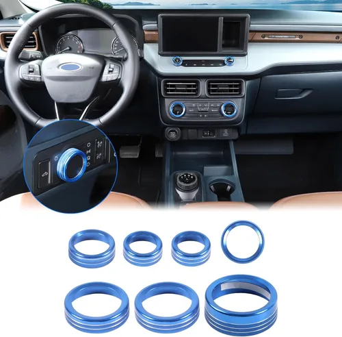 Miniatura 28 de Aunginsy Cubierta circular de botón de volumen para consola central de aire acondicionado compatible con Ford Maverick 2022-2024, botón de Azul
