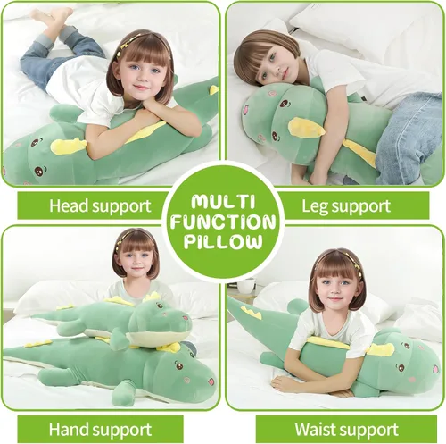 Miniatura 3 de Tianmihou Almohada corporal de dinosaurio gigante de 32 pulgadas, lindo animal de peluche largo de dinosaurio, juguete de peluche grande