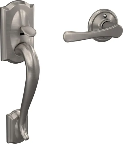 Miniatura 6 de Schlage FE285 CAM 619 FLA CAM LH - Juego de manijas para puerta de entrada con manija Flair y tirador exterior con agarre por la parte de abajo