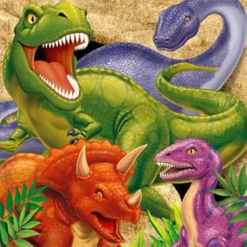Miniatura 3 de Creative Converting Servilletas de papel de 3 capas de dinosaurio, almuerzo, explosión de dinosaurio
