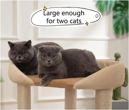 Miniatura 2 de SHENGOCASE Moderna torre de madera para gatos con plataforma extragrande, sofá cama para Maine Coon, diseño de vista de ventana para varios gatos
