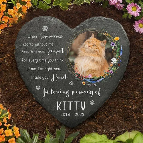 Miniatura 6 de Piedra conmemorativa de corazón con cita significativa, placa personalizada de huella de perro o gato, mantén la memoria en los corazones, regalos