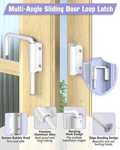 Miniatura 3 de Cerradura de puerta corredera de múltiples ángulos, cerradura de pestillo de aluminio en U para patio de 90/180 grados para puerta de granero