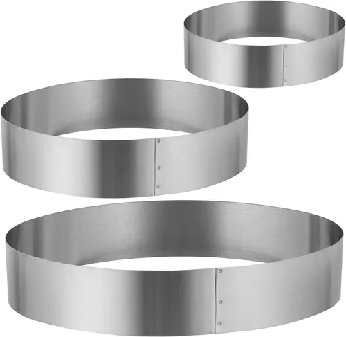 Miniatura 2 de Hemoton Juego de 3 moldes de acero inoxidable para hornear, anillos ovalados para tartas con diseño de fondo vivo para una fácil desmoldación