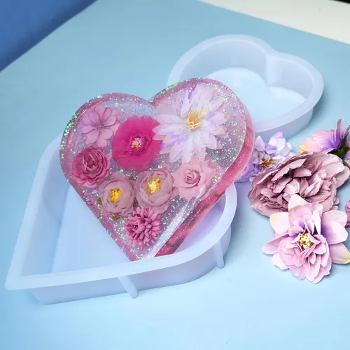 Miniatura 6 de Moldes de resina de corazón, molde de silicona de corazón grande de 8.6 pulgadas y 7.2 pulgadas, molde de resina epoxi grande para preservación