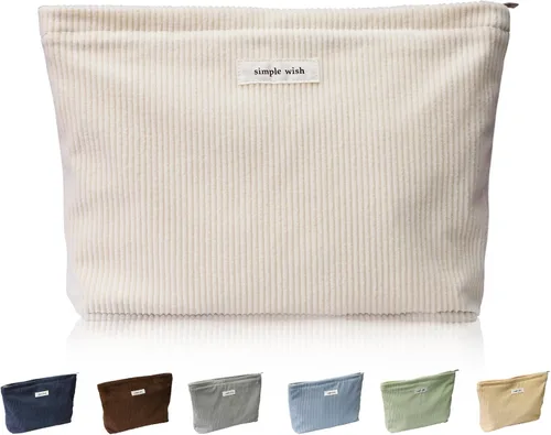 Miniatura 21 de Wudygirl Bolsa de maquillaje de lona para mujer, organizador estético de maquillaje, bolsa de maquillaje de viaje, bolsa de aseo para bolso, bolsa