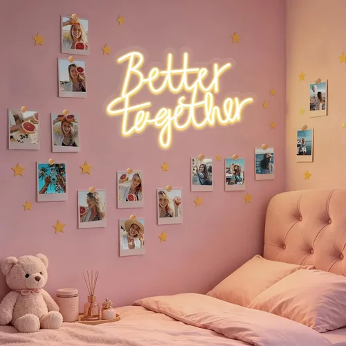 Miniatura 6 de Letrero de neón con texto en inglés "Better Togethers", decoración de pared para boda, dormitorio, Navidad, día de San Valentín, regalo