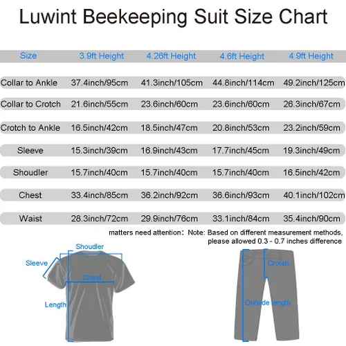 Miniatura 7 de Luwint Trajes de apicultura ventilados de cuerpo completo para niños, traje de apicultor de abeja a prueba de picaduras con guantes protectores