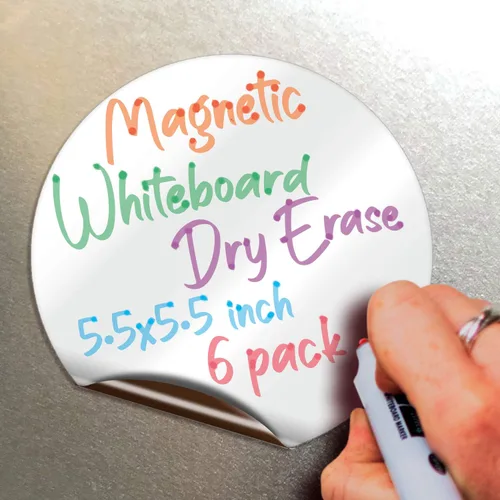 Miniatura 7 de iSYFIX Notas magnéticas de pizarra blanca de borrado en seco, 5.5 x 3.5 pulgadas, paquete de 6, rectangular, pizarra blanca magnética decorativa