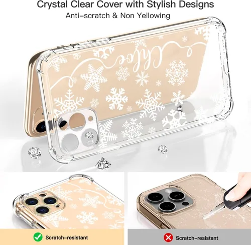 Miniatura 3 de LUXVEER Funda para iPhone 11 Pro con protector de pantalla, elegante diseño floral en TPU suave transparente, ajuste delgado, funda protectora