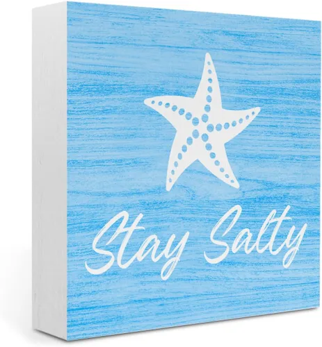 Miniatura 23 de Decoración de baño de playa, reglas de baño, estrellas de mar, decoración de verano, letrero de caja de madera para el hogar, oficina, estante