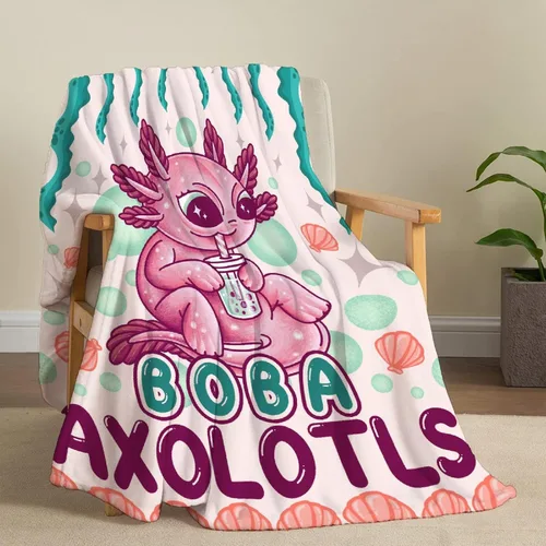 Miniatura 5 de Boba - Manta de ajolote para mujeres y niñas, ligera, suave, de franela, de forro polar, para sofá, cama, sofá y niños pequeños (50 x 40 pulgadas)
