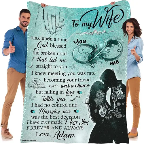 Miniatura 24 de Mantas de forro polar personalizadas para esposa con nombre de marido, el mejor regalo para tu compañero de vida con citas, regalos del día de San