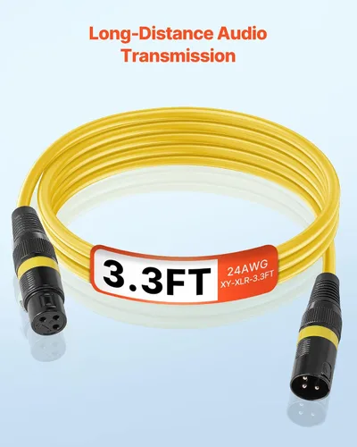Miniatura 5 de VEVOR Cable XLR de 3.3 pies, paquete de 10 cables de micrófono DMX equilibrados blindados macho a hembra, cable de altavoz de micrófono XLR de 3