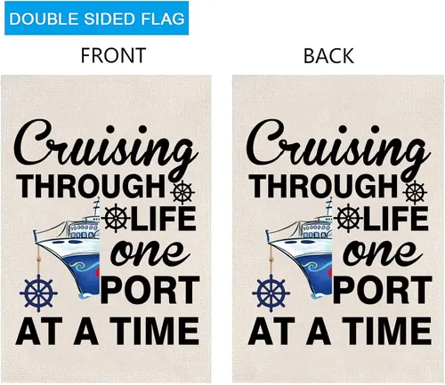 Miniatura 3 de ZJXHPO Bandera de jardín de crucero para crucero, regalo de vida de crucero por la vida, bandera de un puerto a la vez, decoración de vacaciones