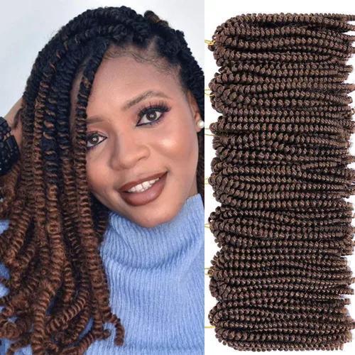 Miniatura 61 de Paquete de 2 cabello para trenzas en espiral de 8 pulgadas, cabello Spring Twist para rastas falsas, rastas de mariposa, cabello para trenzas, fibra
