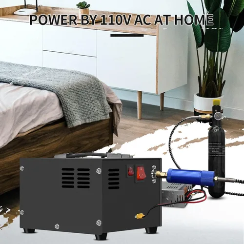 Miniatura 2 de TUXING Compresor de aire PCP de 4500 Psi Bomba de aire de alta presión de 30 Mpa 300 bar Sin aceite/agua Alimentado por automóvil 12 V CC