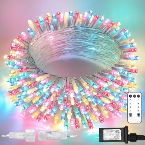 Miniatura 11 de suddus - Guirnalda 100 luces led conectable, control remoto, enchufe, impermeable, regulable, cable transparente, exterior, otoño, Halloween, Acción