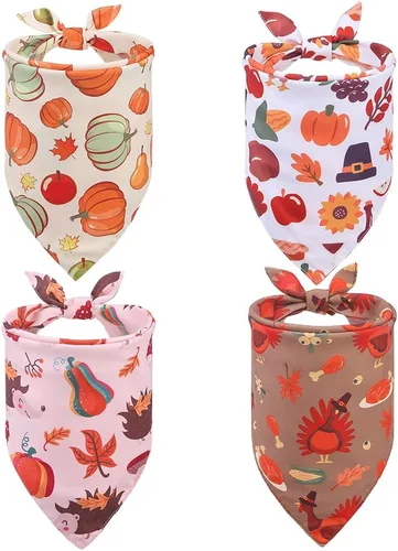 Miniatura 12 de EXPAWLORER Bandanas de Halloween para perro, paquete de 4 bandanas reversibles para perros para disfraz de niños y niñas, bufandas triangulares