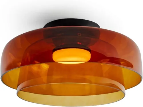 Miniatura 6 de Jowjut Luces de Techo de Montaje al Ras 1-Luz Cristal Gris Luces de Montaje al Ras 2-Capas Pantalla Mediados del Siglo Isla de Cocina Lámparas
