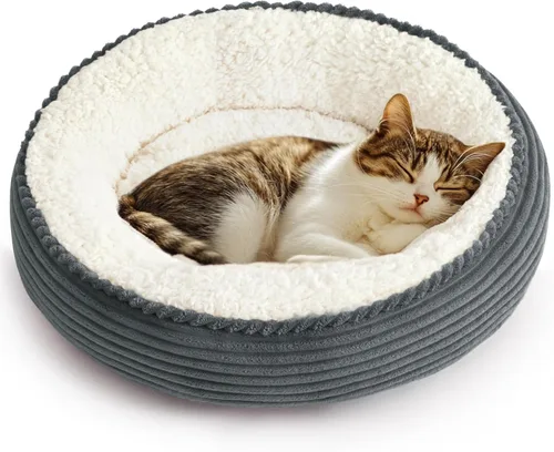 Miniatura 48 de Love's cabin Cama redonda acolchada para gatos y perros, cama para mascotas de 20 pulgadas para gatos o perros pequeños, parte inferior Violeta