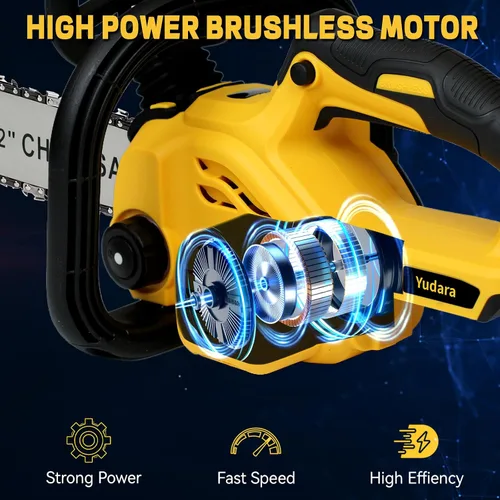 Miniatura 7 de Motosierra inalámbrica sin escobillas de 12 pulgadas para batería Dewalt de 20 V MAX, motosierra eléctrica sin escobillas de 12 pulgadas con bloqueo