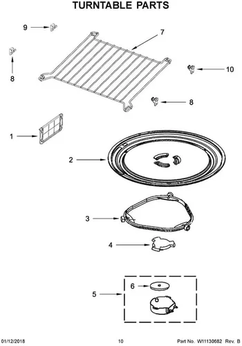 Miniatura 3 de Pieza de repuesto para microondas Whirlpool Serie WMH53521HZ, parte 1 Cubierta de entrada de microondas Whirlpool de piezas de tocadiscos