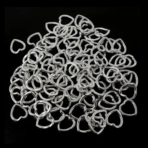 Miniatura 3 de Honbay 100 cuentas de corazón hueco de aleación, cuentas sueltas de metal en forma de corazón, marco de cuentas para aretes, pulseras, collares