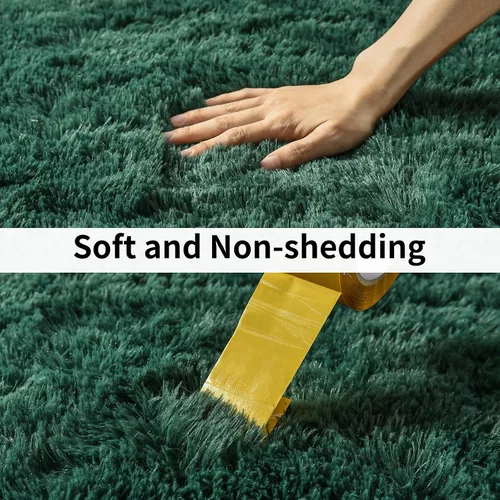 Miniatura 5 de Alfombras suaves para pasillos de dormitorio, nuevas, con parte inferior antideslizante mejorada, de 2 x 3, alfombra esponjosa y peluda verde