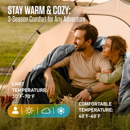 Miniatura 3 de VENTURE 4TH Saco de dormir para mochileros – XXL, tamaños dobles e individuales – Saco de dormir ligero para clima cálido y frío para adultos, niños