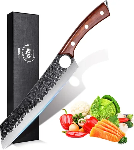 Miniatura 9 de Cuchillo de 7 pulgadas Purple Dragon para deshuesar y filetear, cuchillo de chef forjado a mano, cuchillo de carne y vegetales de tang completo