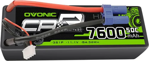 OVONIC 3s Lipo Batería 11.1V 7600mAh 50C (Máx100C) RC Lipo Baterías Caso rígido EC5 Plug Compatible con Vehículos a Escala 1/8 1/10 RC Coche
