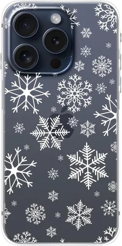 Miniatura 4 de Blingy's Funda para iPhone 15 Pro, bonito patrón de Navidad con diseño de copos de nieve de invierno, funda protectora transparente de TPU suave