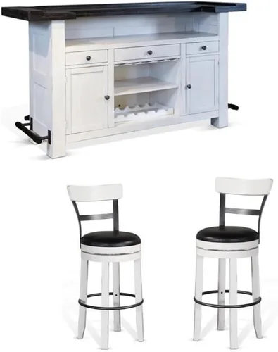 Miniatura 22 de Pemberly Row Unidad de Bar Independiente de Madera Estilo Granja de 78", Estante para Copas de Vino, Gabinetes de Almacenamiento, para Cocina