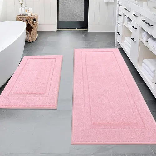 Miniatura 10 de SHACOS Juego de alfombras pequeñas de baño de 2 piezas con tapetes de baño en forma de U, tapetes de inodoro de 16x24 + 20x24 pulgadas, tapetes