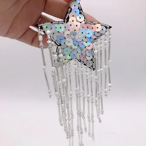 Miniatura 7 de 2 piezas de parches de lentejuelas con diamantes de imitación de estrella de mar brillantes, parches decorativos para coser estrellas, bricolaje