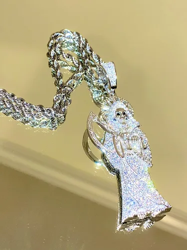 Miniatura 7 de Shop-iGold Colgante de plata de ley 925 con colgante de Papá Noel en forma de hielo de acero inoxidable de 0.079in, joyería para hombre, colgante