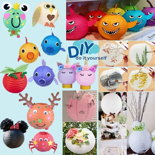 Miniatura 5 de Paquete de 12 linternas de papel marrones, crema, color tostado, colgantes redondas, decorativas para graduación, baby shower, boda, cumpleaños