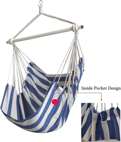 Miniatura 5 de ADVOKAIR Hamaca - Silla colgante grande, suave, cómoda, duradera, 2 asientos incluidos
