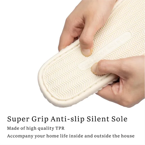 Miniatura 5 de Chantomoo Pantuflas para mujer, de espuma viscoelástica, para el hogar, dormitorio, baño, spa, puntera abierta, con lazo de pana, acogedoras