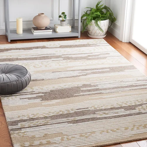 Miniatura 9 de Martha Stewart x Safavieh Colección de alfombras de área, alfombra de 8 pies, natural y marrón, lana hecha a mano, ideal para sala de estar