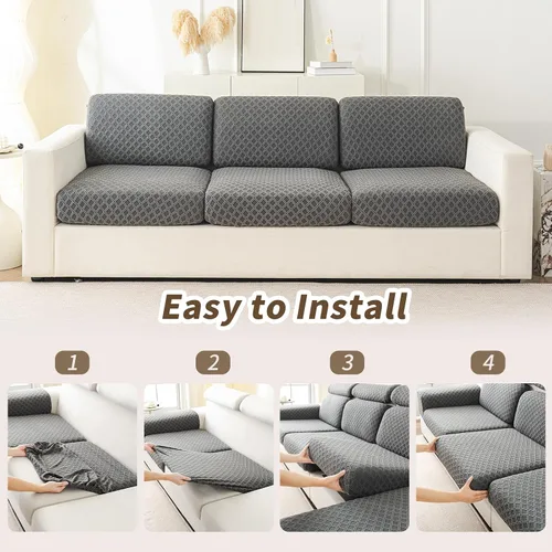 Miniatura 6 de Fundas de cojín para sofá seccional, fundas elásticas para sofá modular en forma de L, funda de cojín lavable, fundas de asiento suaves
